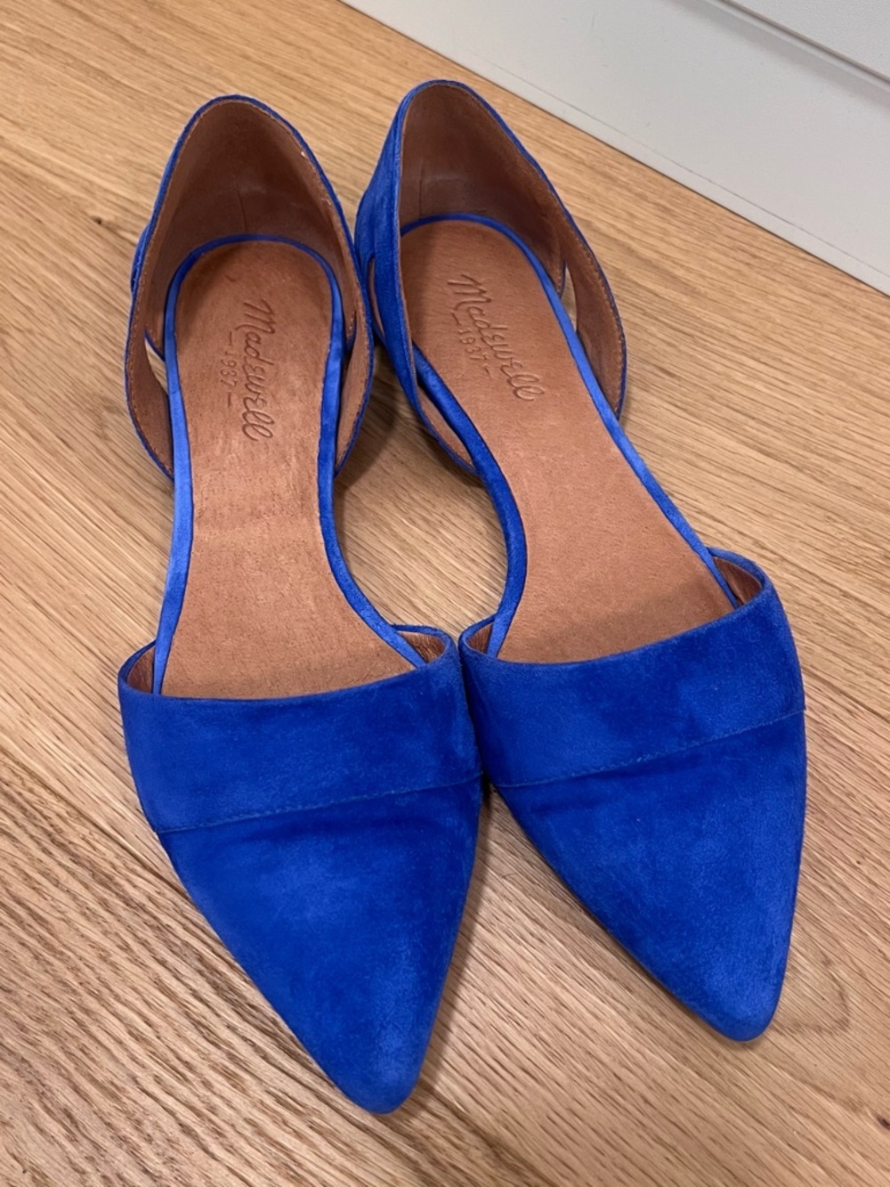 Madewell Royal Blue Suede Pointed D'Orsay Flats size 8